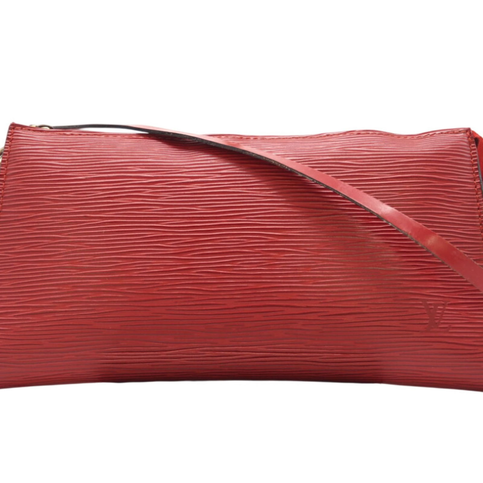 Louis Vuitton Coated Canvas Handbag: Louis Vuitton Coated Canvas Handbag A stunning Louis Vuitton handbag in bold red coated canvas, featuring a sleek zipper closure and timeless design that exudes luxury. With its compact size and