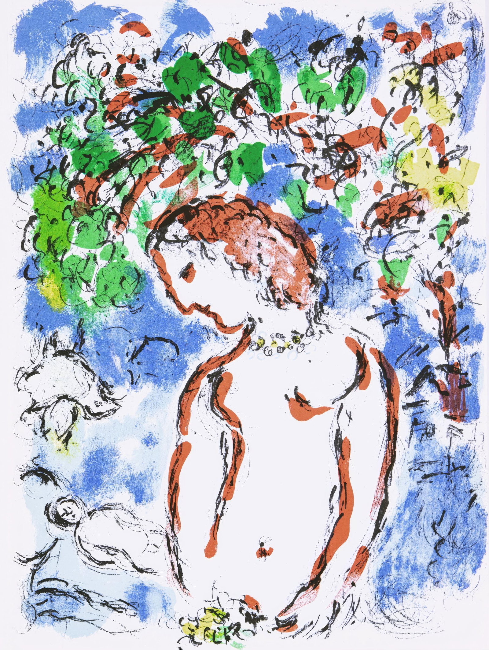 Marc Chagall, Spring Day (Derriere le Miroir), 1972 Lithograph: Marc Chagall, Spring Day (Derriere le Miroir), 1972 Lithograph Marc Chagall's vibrant lithograph, Spring Day (Jour de Printemps), 1972, is a masterful blend of color and symbolism that transports the