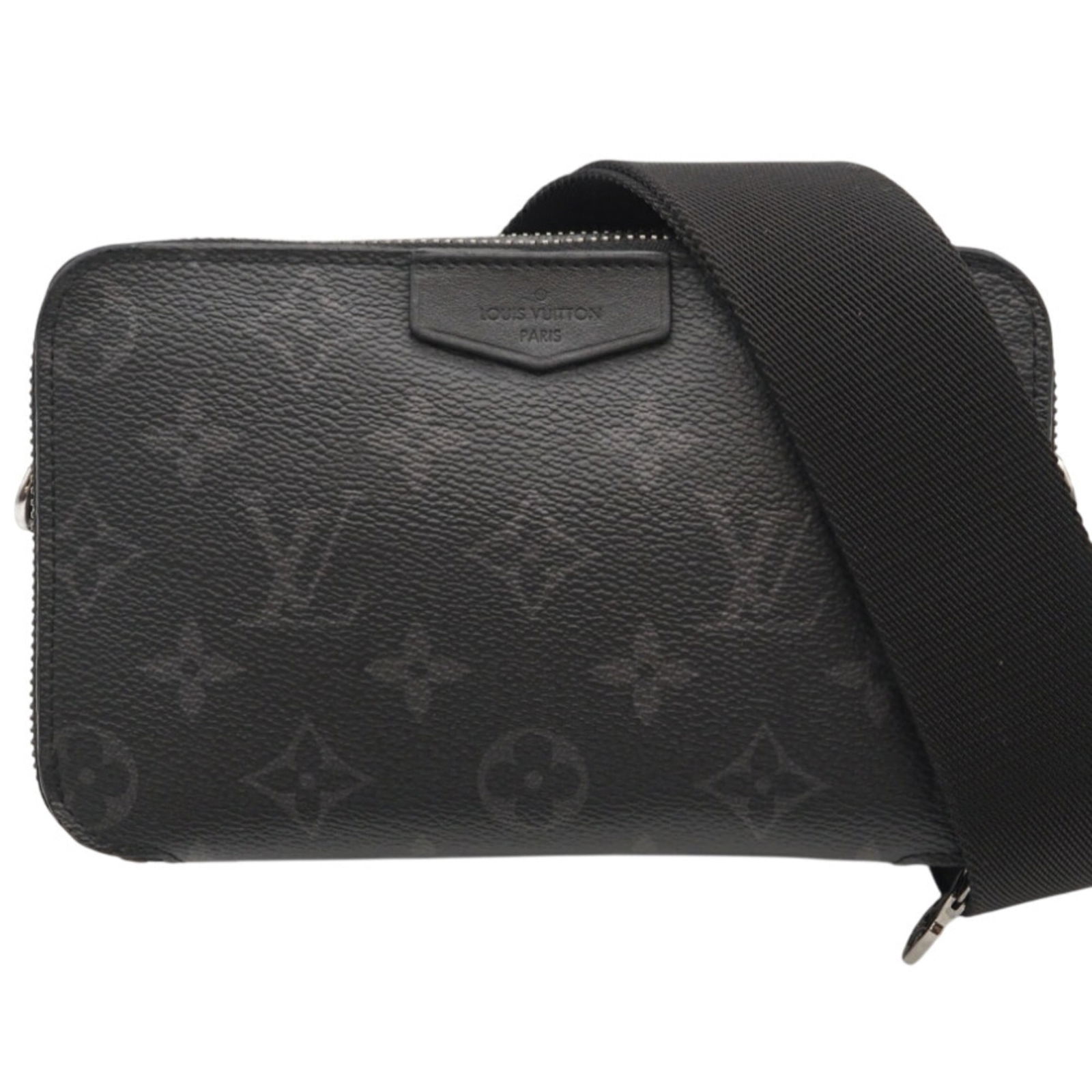 Louis Vuitton Coated Canvas Shoulder Bag: Louis Vuitton Coated Canvas Shoulder Bag A sleek and stylish Louis Vuitton shoulder bag, crafted from durable coated canvas, boasts a timeless black and gray color combination that exudes
