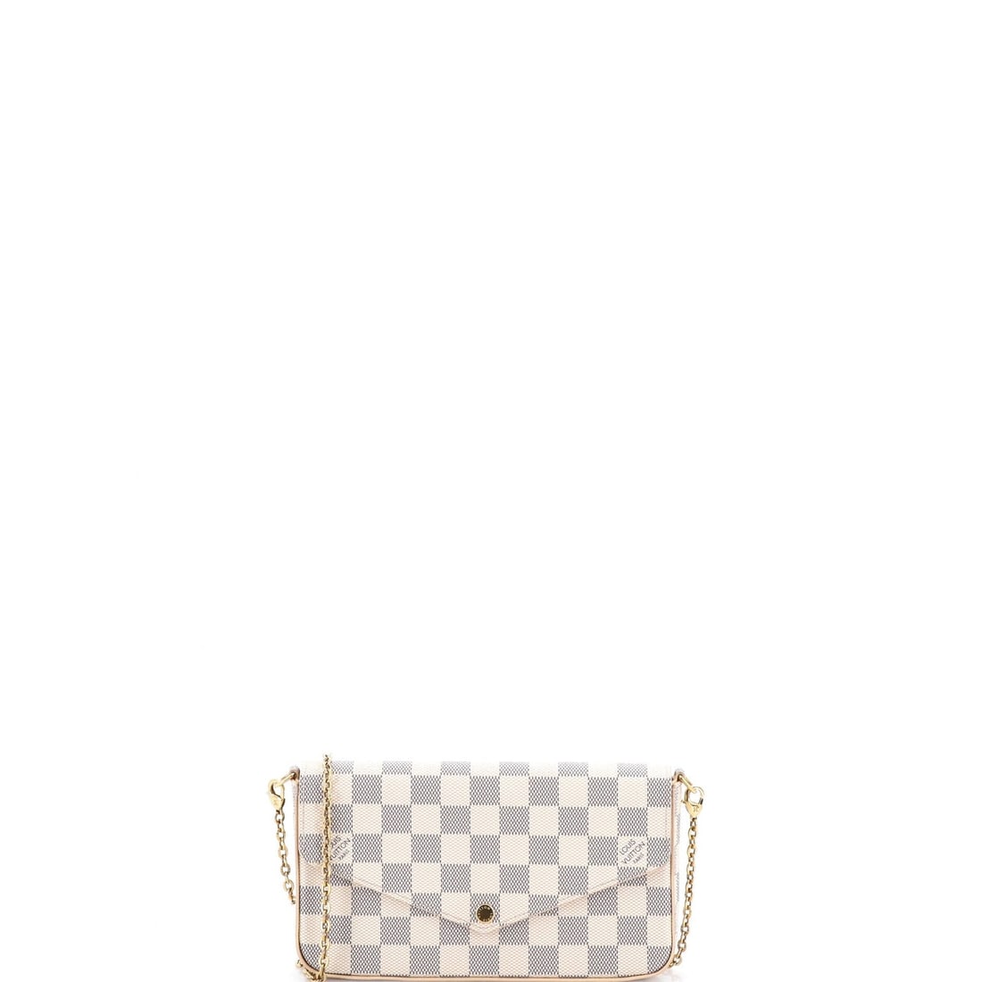 Louis Vuitton Felicie Pochette in Damier: Louis Vuitton Felicie Pochette in Damier A stylish and timeless piece, the Louis Vuitton Felicie Pochette in Damier exudes classic chic with its crisp white canvas exterior and signature gold