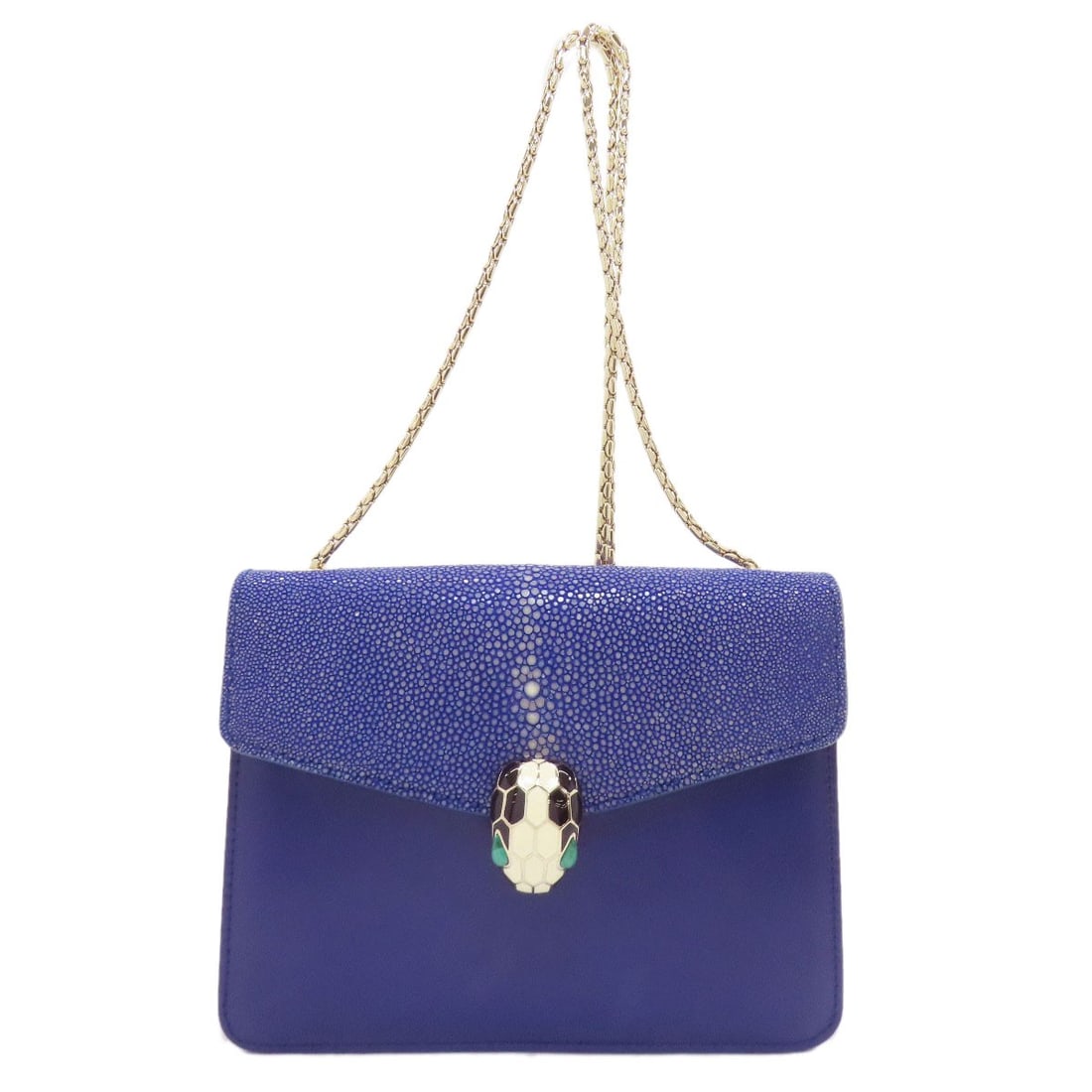 Leather BVLGARI Serpenti ChainShoulder Shoulder Bag: Leather BVLGARI Serpenti ChainShoulder Shoulder Bag Elevate your style with the iconic BVLGARI Serpenti Chain shoulder bag, crafted from rich blue leather and adorned with the signature snake motif.