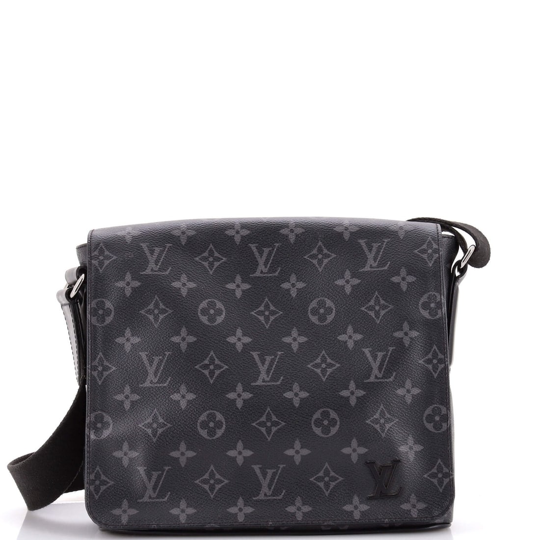 Louis Vuitton Monogram Eclipse Canvas District Messenger Bag: Louis Vuitton Monogram Eclipse Canvas District Messenger Bag Experience the timeless elegance of Louis Vuitton's iconic Monogram Eclipse Canvas District Messenger Bag, boasting a sleek black exterior