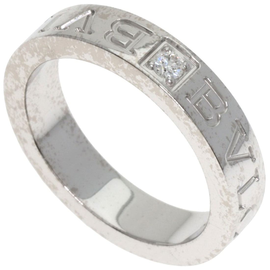 Gold BVLGARI Double logo Diamond Ring K18 White: Gold BVLGARI Double logo Diamond Ring K18 White Elevate your style with the iconic BVLGARI Double logo diamond ring, set in 18k white gold and boasting a stunning K18 metal purity for exceptional dura