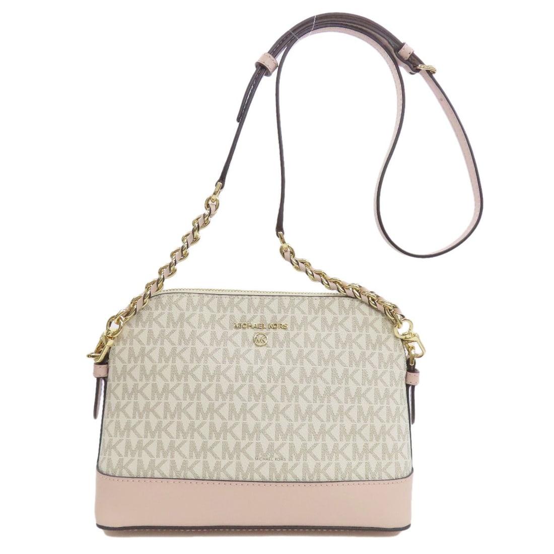 Michael Kors MK Signature Shoulder Bag in PVC: Michael Kors MK Signature Shoulder Bag in PVC Elevate your style with the iconic Michael Kors MK Signature Shoulder Bag, crafted from premium PVC for a sleek and modern look. This chic shoulder bag