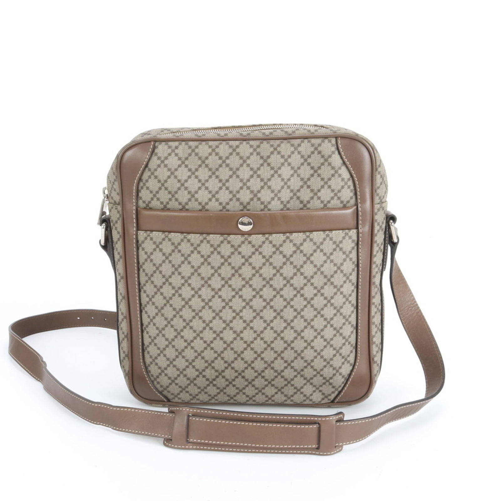Gucci Messenger Bag - Leather and Coated Canvas: Gucci Messenger Bag - Leather and Coated Canvas A stylish and practical Gucci messenger bag, crafted from rich leather and coated canvas, offers the perfect blend of form and function. With its