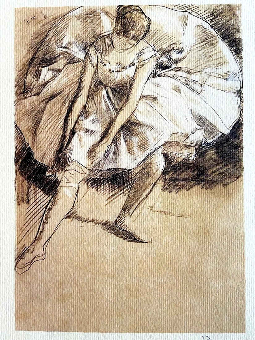 Catalog Edgar Degas Lithograph 1945 Mourlot Published: Catalog Edgar Degas Lithograph 1945 Mourlot Published A rare and exquisite lithograph by the renowned French artist Edgar Degas, printed by the esteemed Mourlot brothers in 1943, measures 21.5 x 30 cm