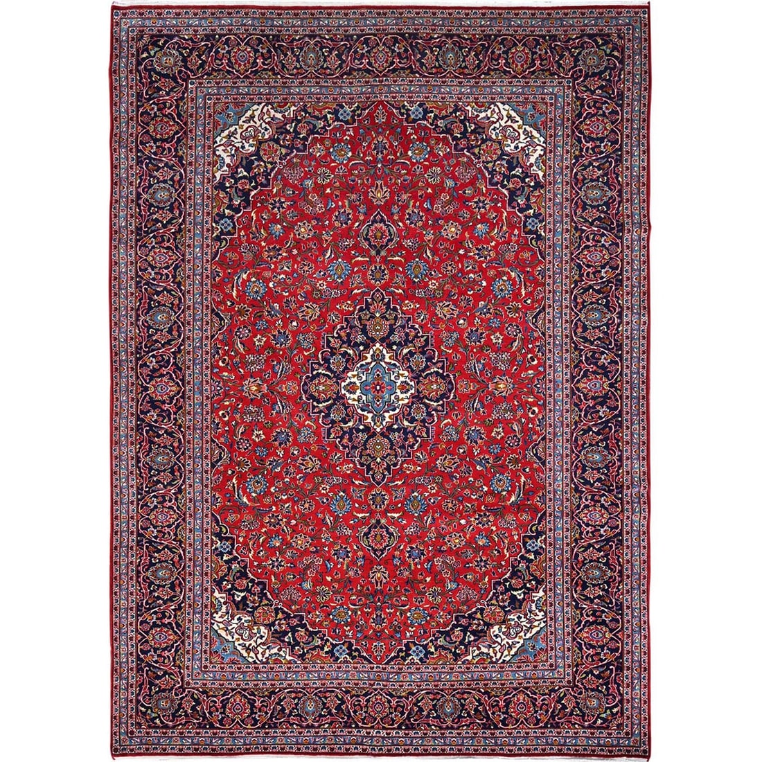 Vintage 9'5"x13' Red Hand-Knotted Wool Zoroastrian Kishoon Secured Rug: Vintage 9'5"x13' Red Hand-Knotted Wool Zoroastrian Kishoon Secured Rug Experience the rich cultural heritage of India with this stunning 9'5"x13' red hand-knotted wool Zoroastrian kishoon rug,