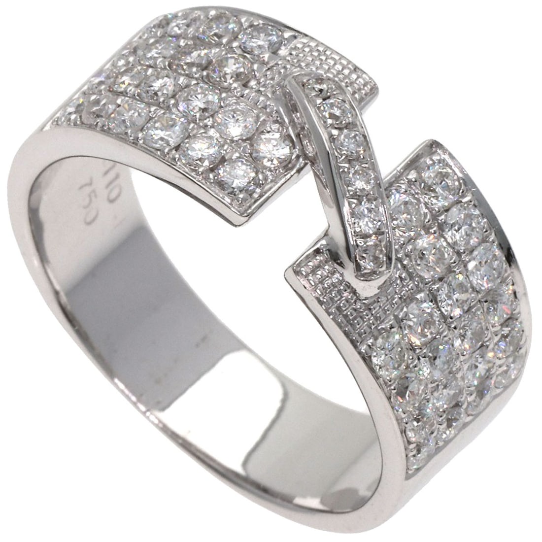 K18 White Gold 1.1ct Diamond Ring: K18 White Gold 1.1ct Diamond Ring A stunning K18 white gold diamond ring, boasting a 1.1ct D color diamond at its center, adds a touch of elegance to any outfit. The sleek and modern design makes it