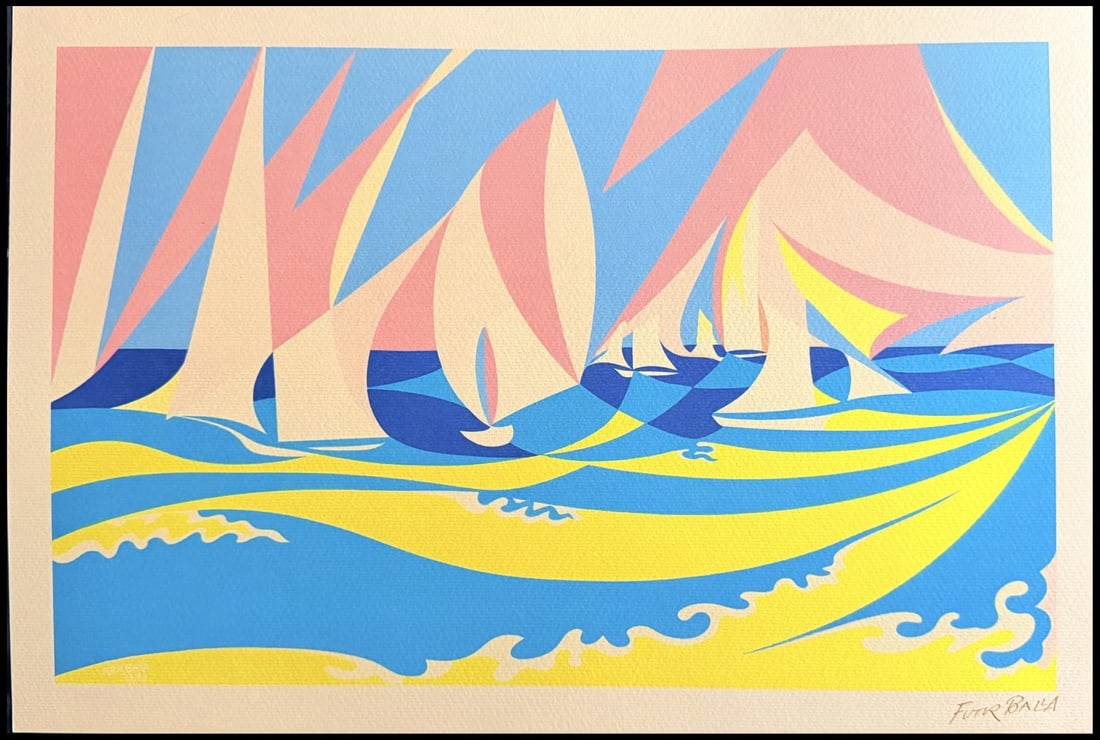 Numbered Giacomo Balla Lithograph Biennale 1968: Numbered Giacomo Balla Lithograph Biennale 1968 Experience the vibrant spirit of Futurism with Giacomo Balla's iconic lithograph, created in 1968 for the Venice Biennale. Hand-numbered from an edition