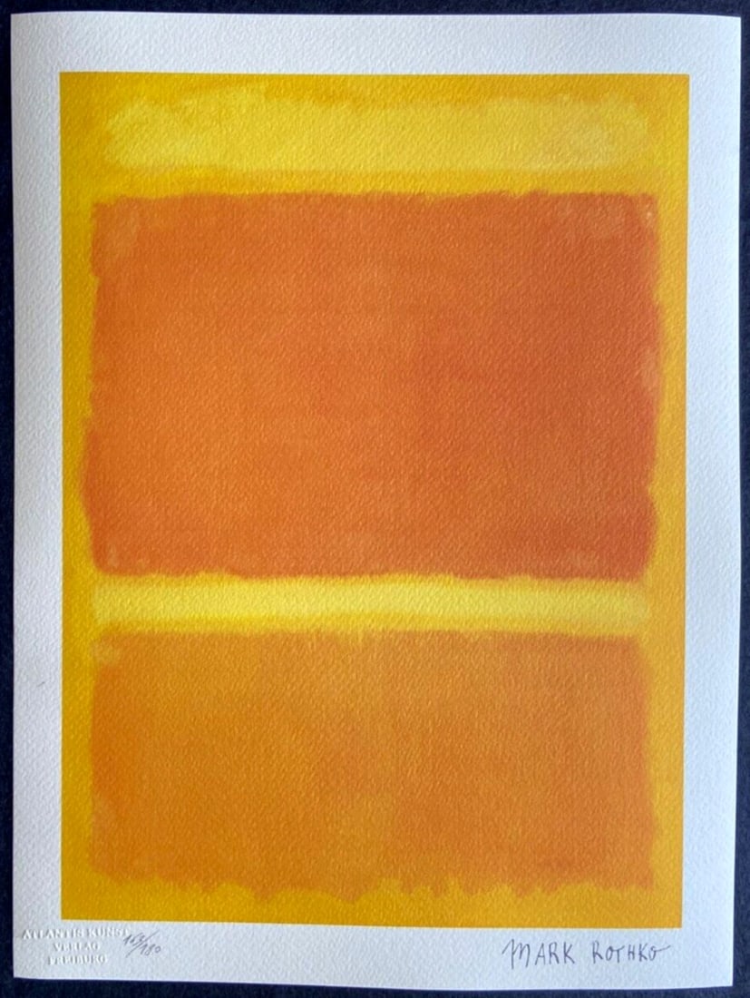 Copies Mark Rothko Lithograph Numbered 180: Copies Mark Rothko Lithograph Numbered 180 Mark Rothko's bold and emotive style comes alive in this rare lithograph, numbered 180 of an edition of 180, printed in 1978 by Atlantis Verlag. The vibrant