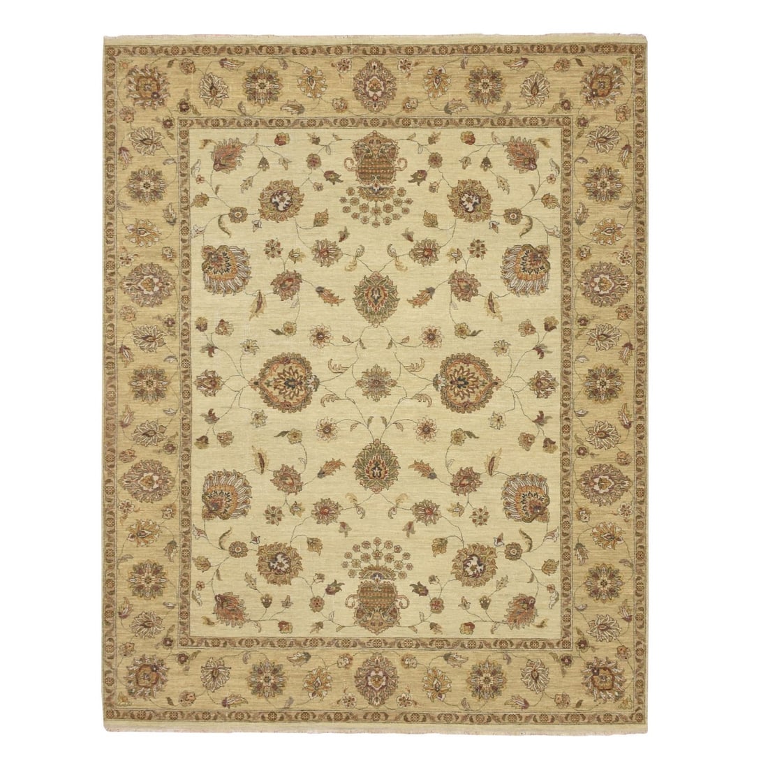 Agra Ziegler Design Leaf Pattern Ivory Wool Rug (7'3"x9'3"): Agra Ziegler Design Leaf Pattern Ivory Wool Rug (7'3"x9'3") Experience the timeless elegance of India's rich cultural heritage with this stunning Agra Ziegler Design Leaf Pattern Ivory Wool Rug,