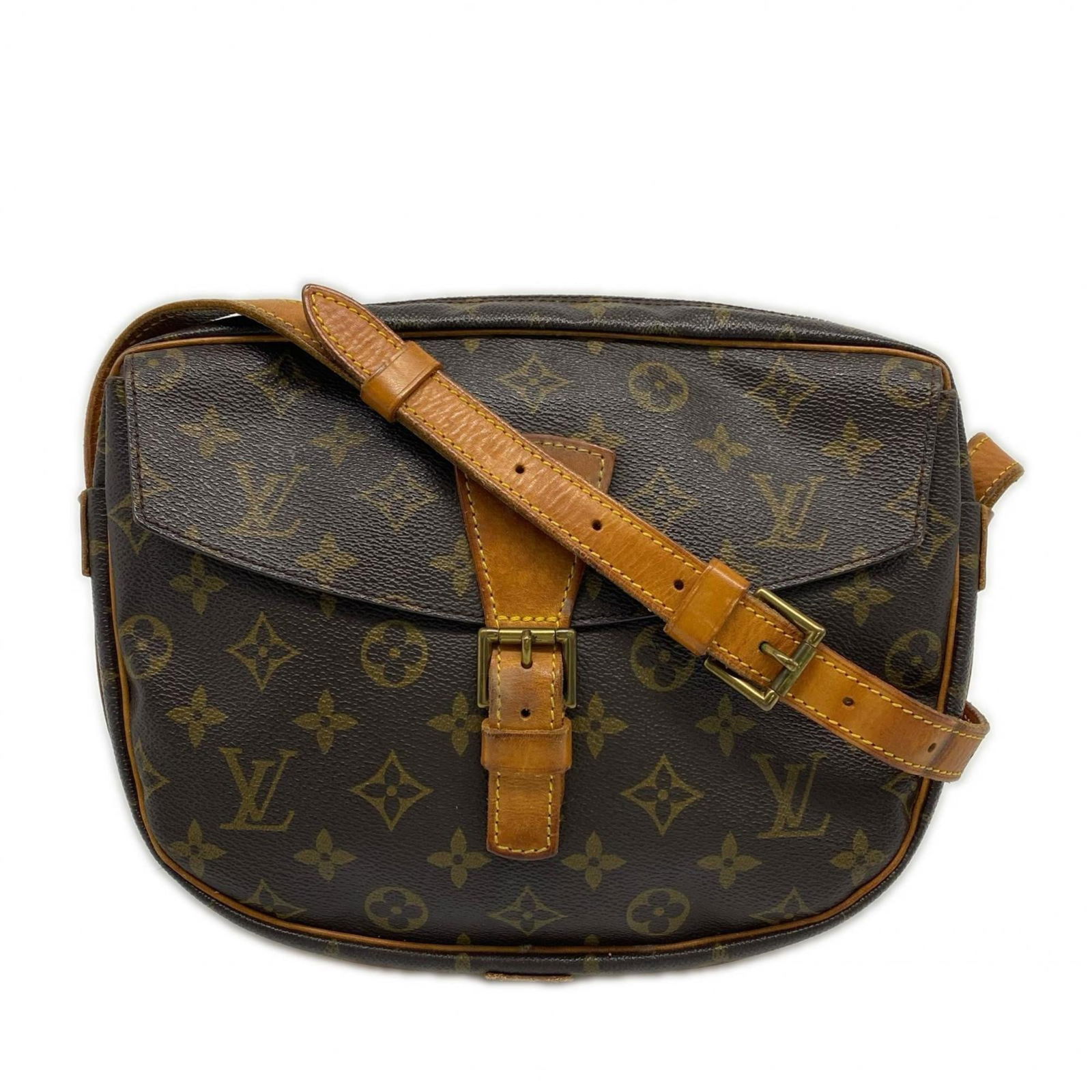 Louis Vuitton Coated Canvas Leather Shoulder Bag: Louis Vuitton Coated Canvas Leather Shoulder Bag A timeless and sophisticated shoulder bag, this Louis Vuitton Coated Canvas Leather bag boasts classic brown tones and premium materials that exude