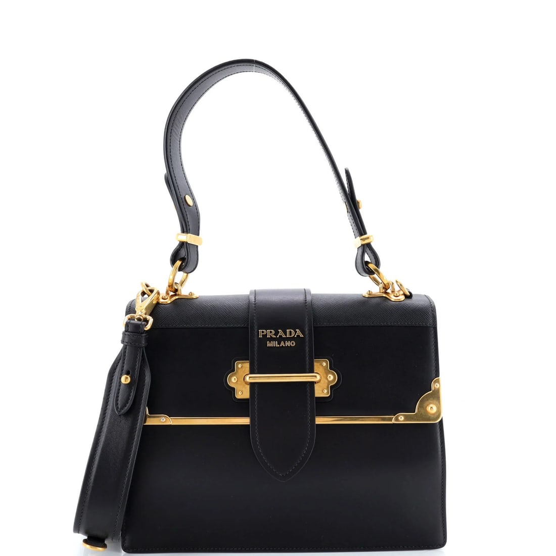 Prada Medium Saffiano City Calf Cahier Convertible Shoulder Bag: Prada Medium Saffiano City Calf Cahier Convertible Shoulder Bag A timeless Prada Cahier Convertible Shoulder Bag in sleek black Saffiano leather, boasting a versatile design with a convertible