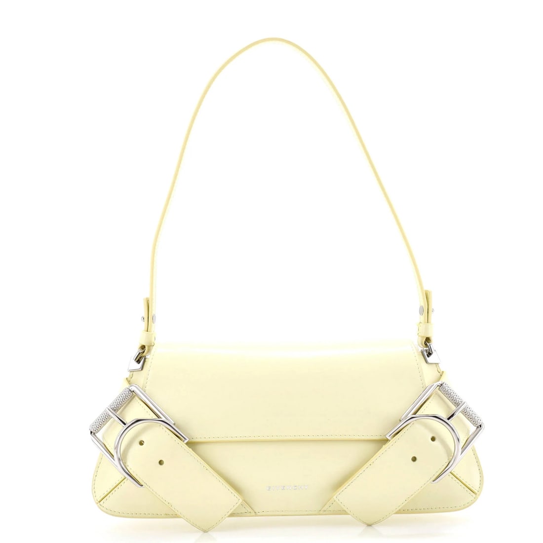 Leather Givenchy Voyou Shoulder Flap Bag: Leather Givenchy Voyou Shoulder Flap Bag A vibrant yellow leather shoulder bag with a chic flap closure, the Givenchy Voyou is a stylish and sophisticated accessory that adds a pop of color to any out
