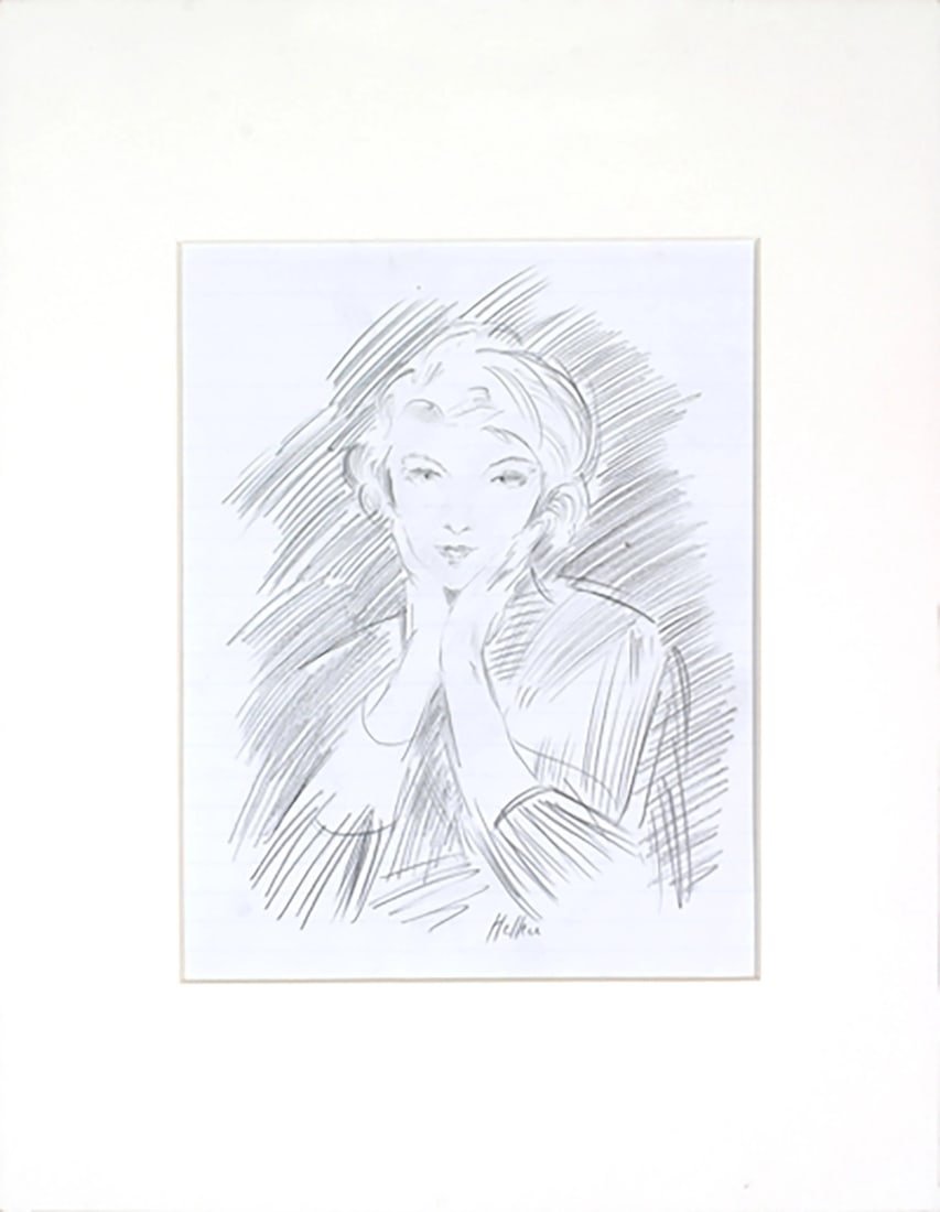 Paul Helleu Portrait (After) Signed, 14" x 11" Gray Realism Drawing: Paul Helleu Portrait (After) Signed, 14" x 11" Gray Realism Drawing A stunning gray realism drawing by Paul Helleu, capturing the essence of a figure in subtle yet captivating detail. Measuring 14 x 1