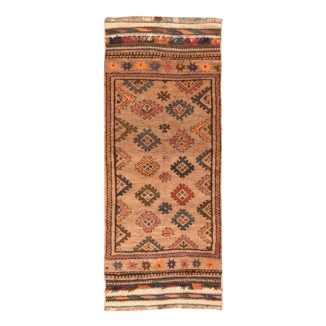 Vintage Moroccan Berber Pure Wool Hand-Knotted Brown Runner (2'4"x5'10") (1 of 8)