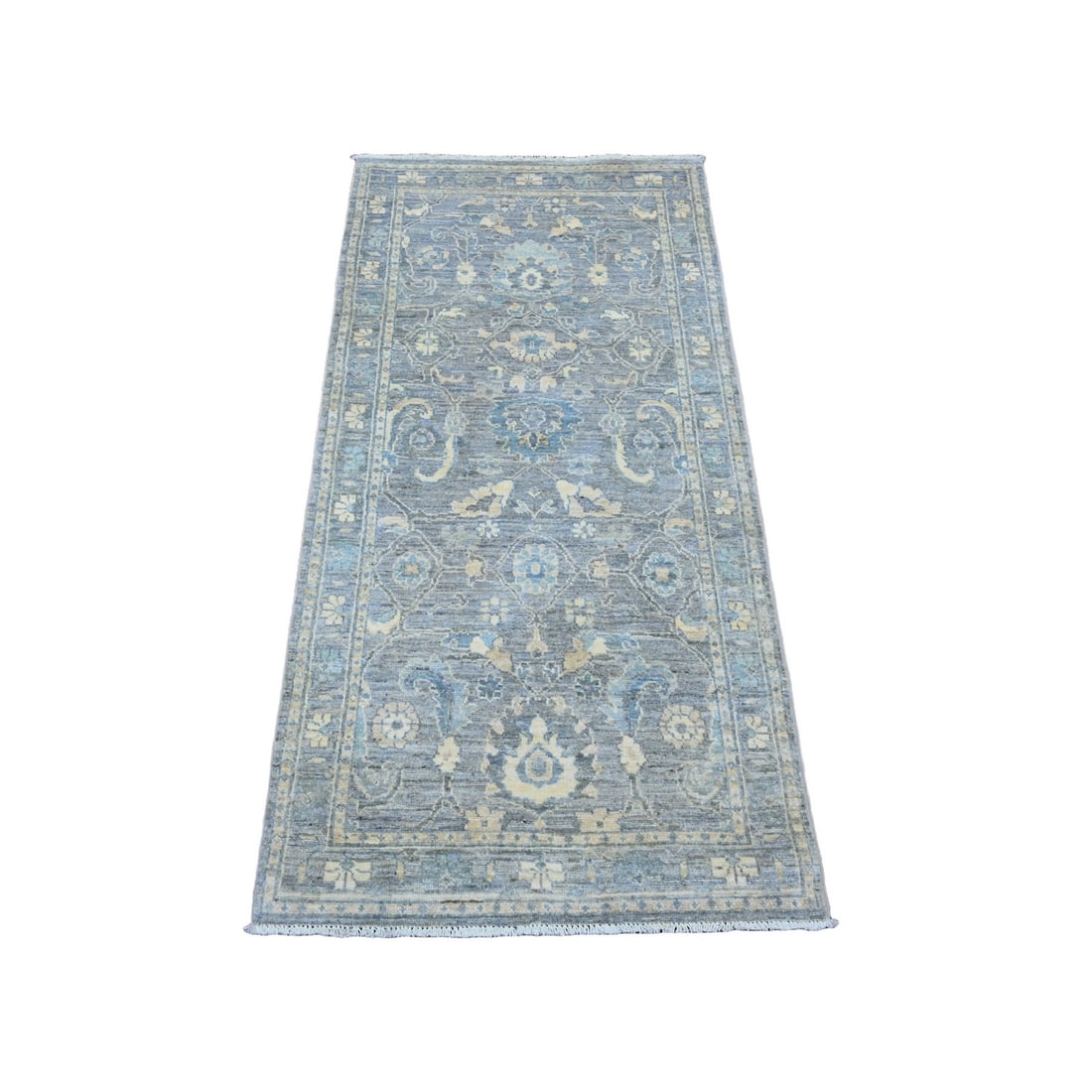 Rug 2'9"x5'6" Gray Peshawar Ziegler Mahal Design Wool Hand Knotted Runner: Rug 2'9"x5'6" Gray Peshawar Ziegler Mahal Design Wool Hand Knotted Runner Experience the rich heritage of Afghanistan with this stunning Gray Peshawar Ziegler Mahal design wool hand-knotted runner, ex
