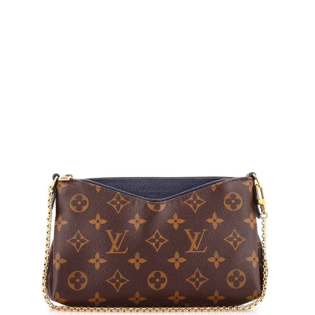Louis Vuitton Pallas Clutch - Monogram Canvas & Leather: Louis Vuitton Pallas Clutch - Monogram Canvas & Leather Elevate your evening look with the iconic Louis Vuitton Pallas Clutch, boasting the signature monogram canvas and supple leather exterior in a
