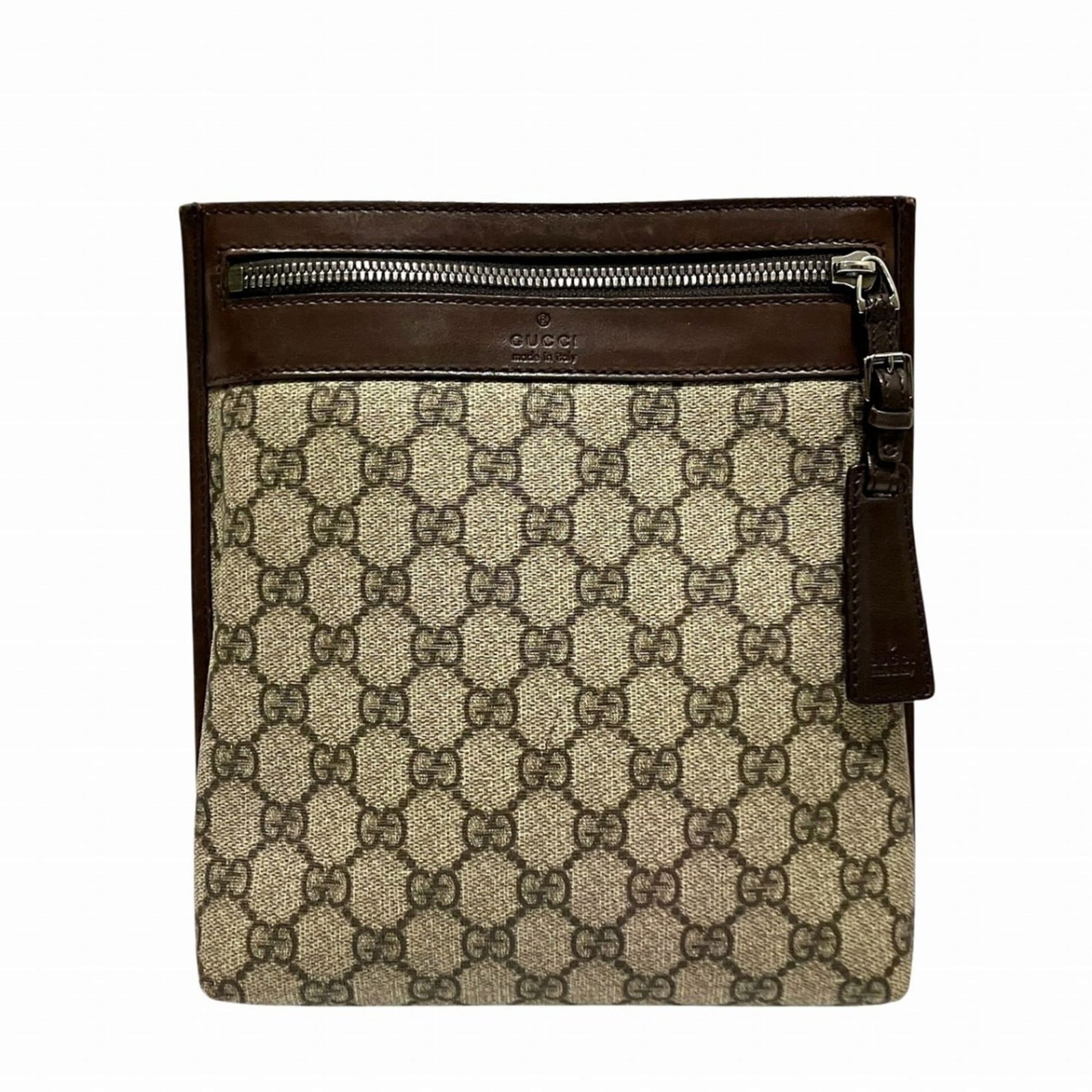Gucci PVC and Leather Shoulder Bag: Gucci PVC and Leather Shoulder Bag A stylish and versatile Gucci shoulder bag, this classic design combines the sleekness of PVC with the richness of leather in a beautiful beige and brown color