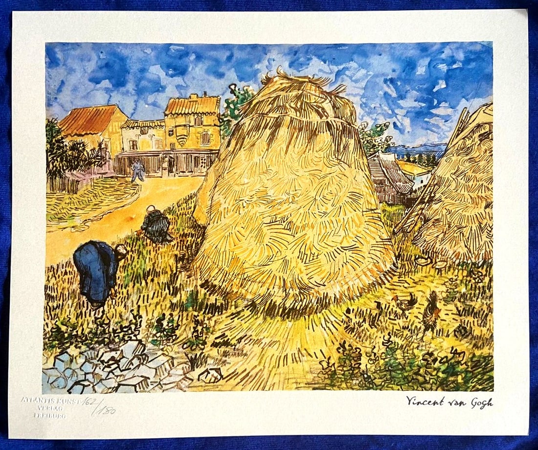 Numbered Vincent Van Gogh Lithograph From An Painting Op: Numbered Vincent Van Gogh Lithograph From An Painting Op A rare and authentic Vincent Van Gogh lithograph, printed in 1978 by Atlantis Verlag, is up for auction. This stunning piece, measuring 33 x 40