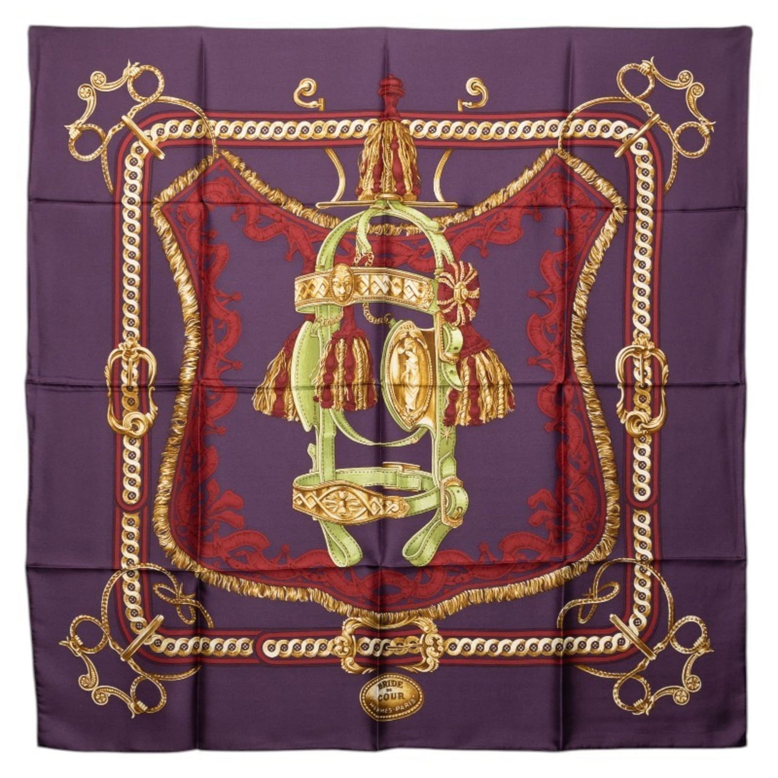 Hermes Silk Scarf: Hermes Silk Scarf A vibrant and luxurious Hermes silk scarf, boasting a unique multi-color design with striking purple and red hues, adds a pop of personality to any outfit. Made from high-quality sil