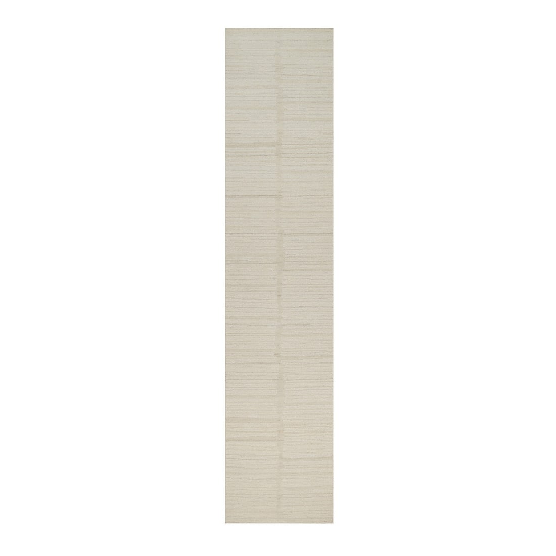 Runner 2'6"x12' Ivory Hand Knotted Modern Piled Flat Weave Textured Wool: Runner 2'6"x12' Ivory Hand Knotted Modern Piled Flat Weave Textured Wool Experience the timeless elegance of India's rich textile heritage with this stunning ivory hand-knotted wool runner, expertly