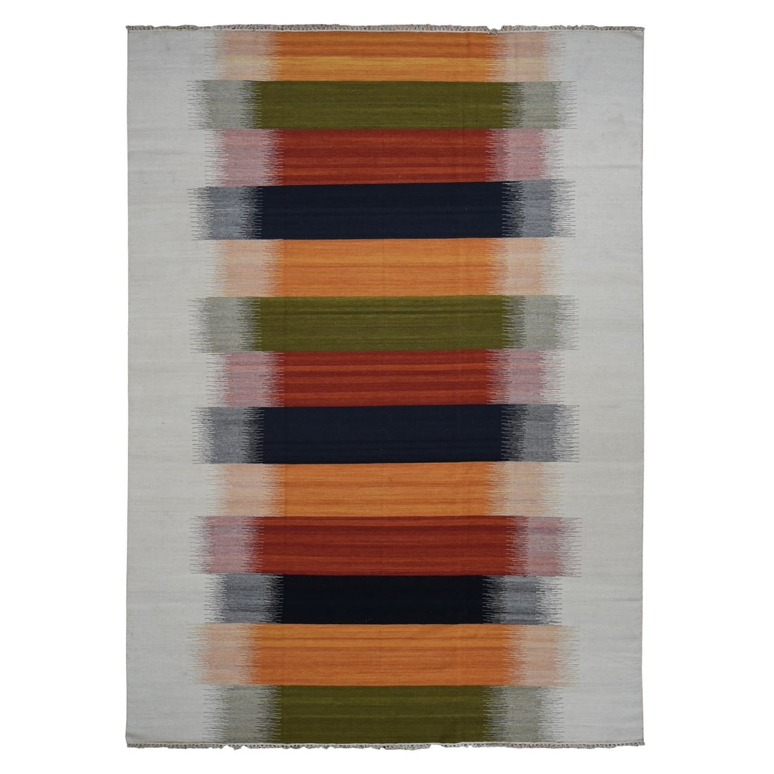 Rug 9'x12'6" Ivory Wool Hand Woven Flat Weave Durie Kilim Dazzling Design (1 of 12)