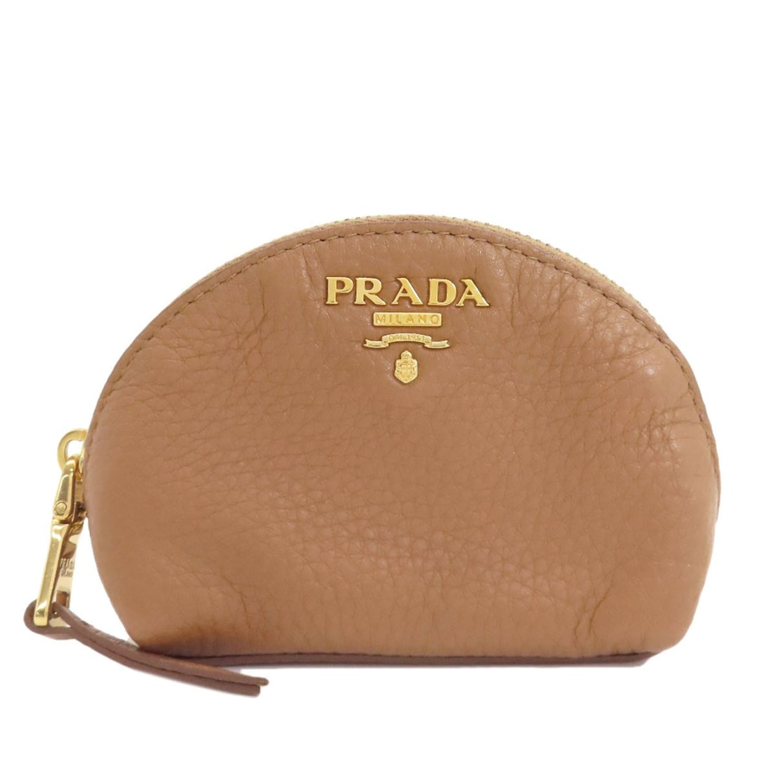 Prada Logo Leather Pouch Accessory: Prada Logo Leather Pouch Accessory Elevate your everyday style with the iconic Prada logo leather pouch, crafted from rich brown Italian leather and adorned with the brand's signature logo. This