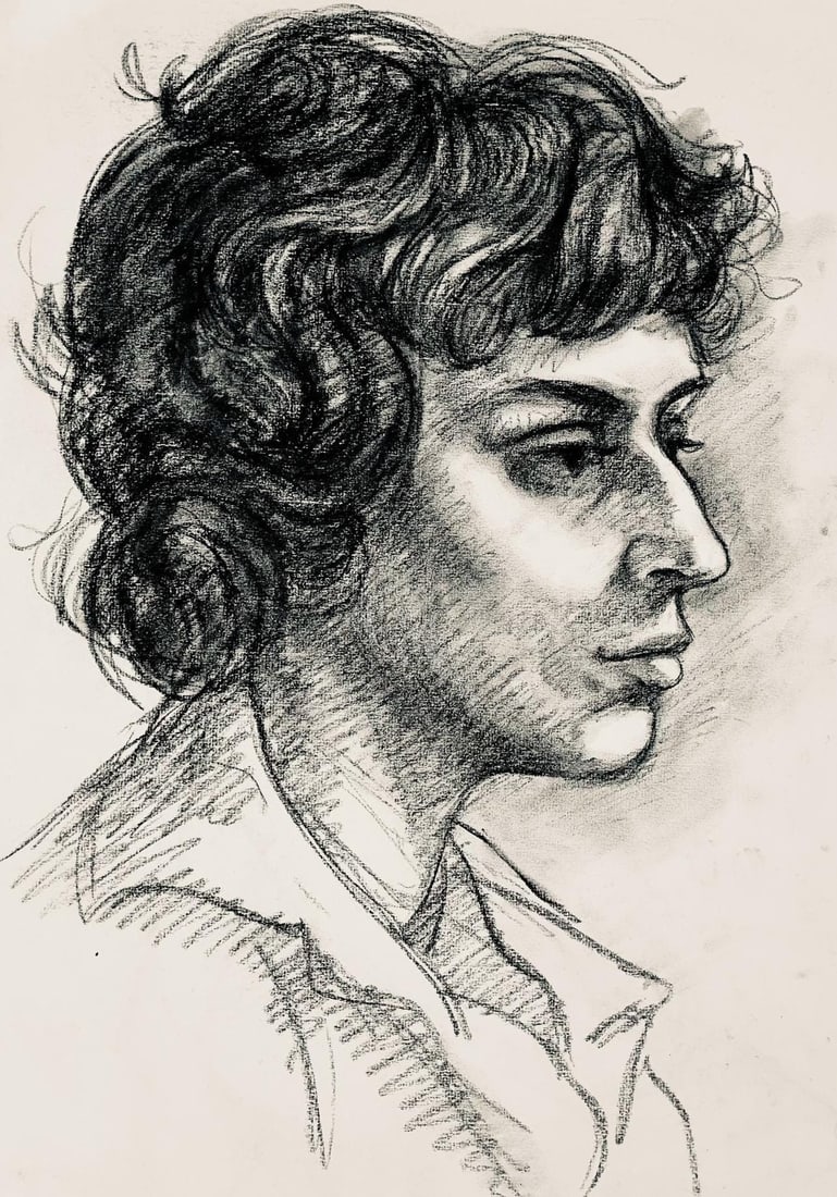 Ian Hornak, Renaissance Female Figure Study (1963), Original Drawing: Ian Hornak, Renaissance Female Figure Study (1963), Original Drawing A rare and intimate study of the female form, Ian Hornak's charcoal drawing from 1963 showcases his early artistic voice. Created d