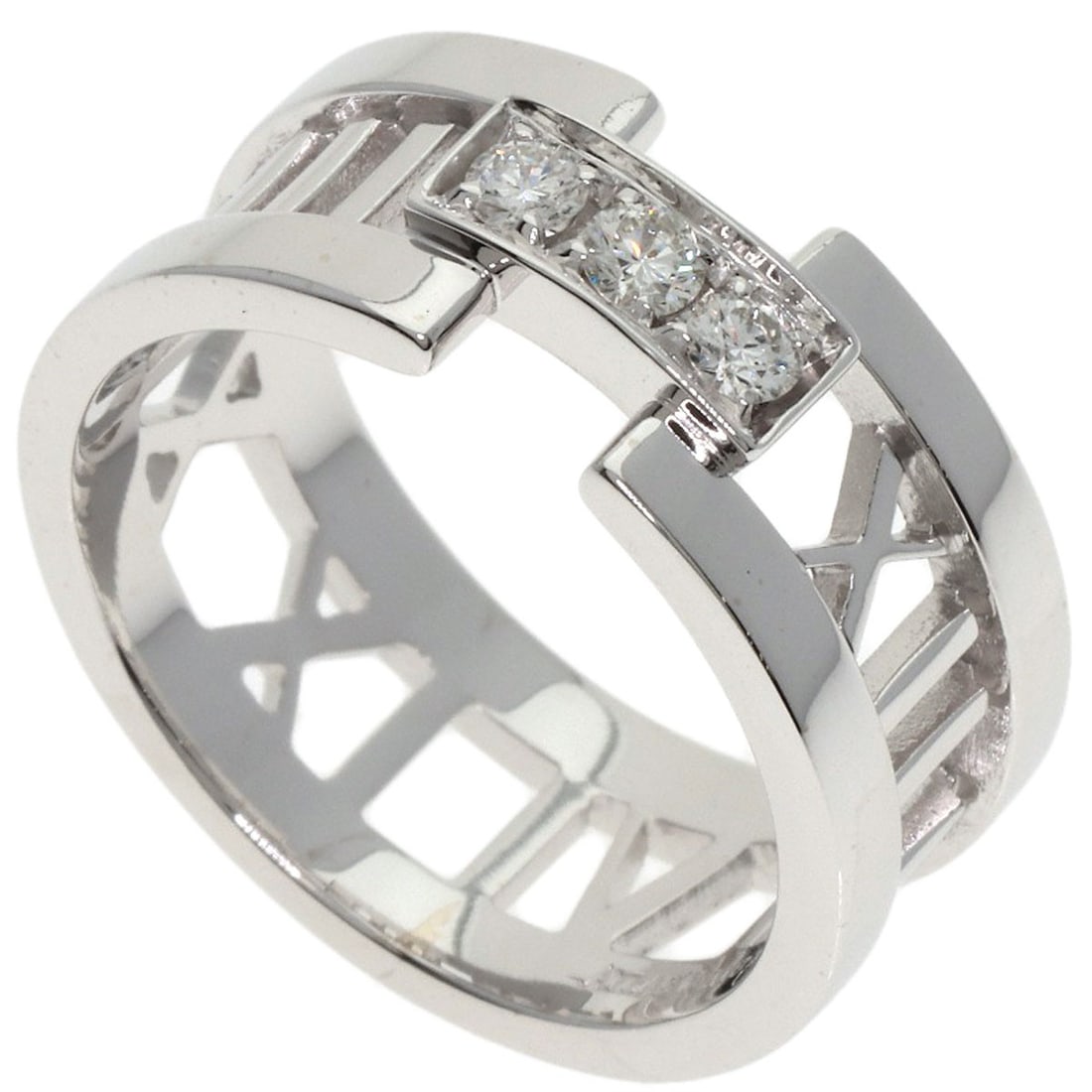 Gold TIFFANY&Co. Atlas Open Diamond Ring K18 White: Gold TIFFANY&Co. Atlas Open Diamond Ring K18 White A stunning Tiffany & Co. Atlas Open Diamond Ring, showcasing a K18 white gold setting that adds a touch of luxury to any style. The 7.25 US ring