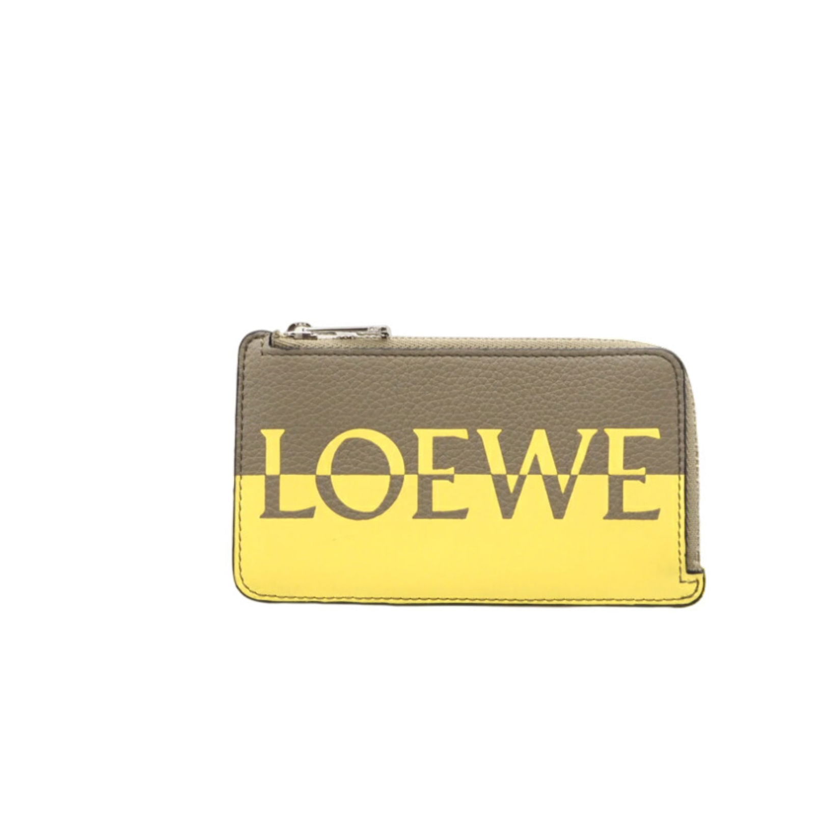 Loewe Coin Purse/ Case Leather: Loewe Coin Purse/ Case Leather A stylish and practical Loewe coin purse, crafted from rich khaki leather and secured with a sleek zipper closure, adds a touch of sophistication to any woman's daily