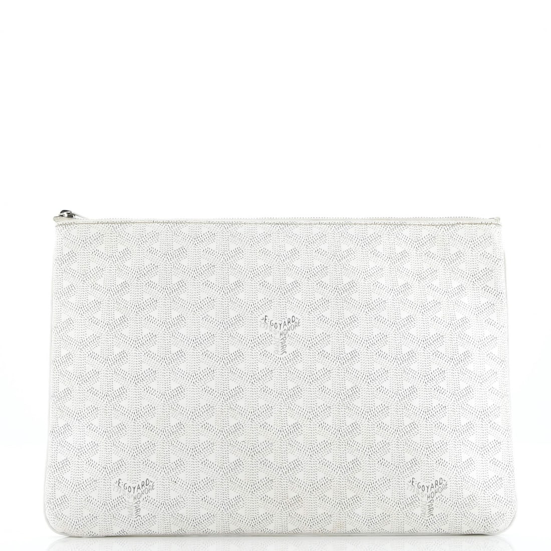 Goyard Senat Zip Pouch in Coated Canvas MM: Goyard Senat Zip Pouch in Coated Canvas MM The Goyard Senat Zip Pouch is a timeless, stylish accessory that exudes classic French elegance. With its iconic coated canvas exterior and contrasting