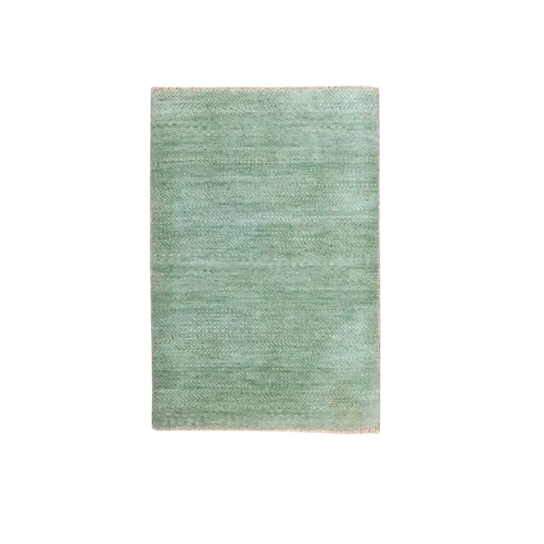 Rug 2'x3' Sage Green Natural Wool Modern Grass Design Hand Knotted Mat: Rug 2'x3' Sage Green Natural Wool Modern Grass Design Hand Knotted Mat Add warmth and sophistication to your space with this stunning 2'x3' hand-knotted wool rug, expertly woven in a modern sage