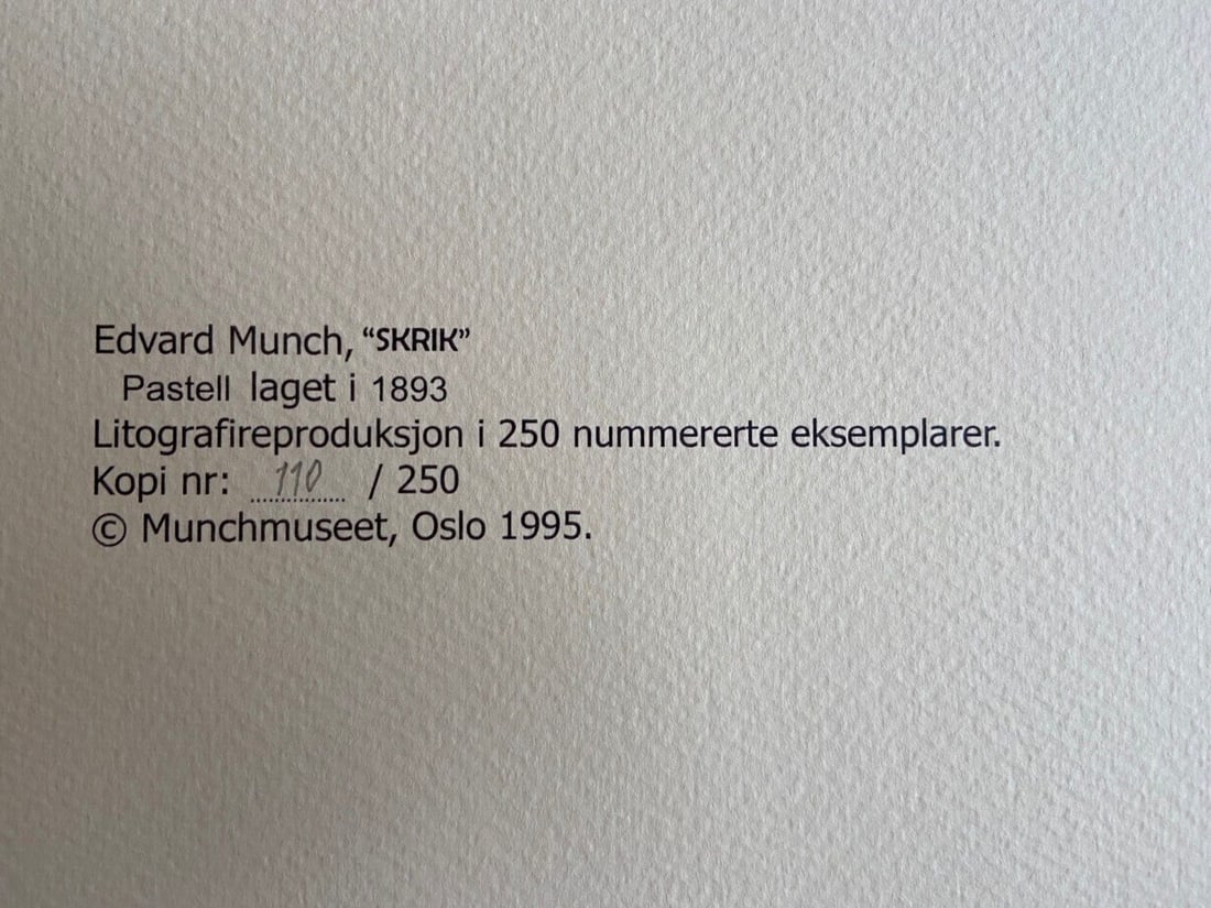 Edvard Munch Museum Scream Lithograph # - 7
