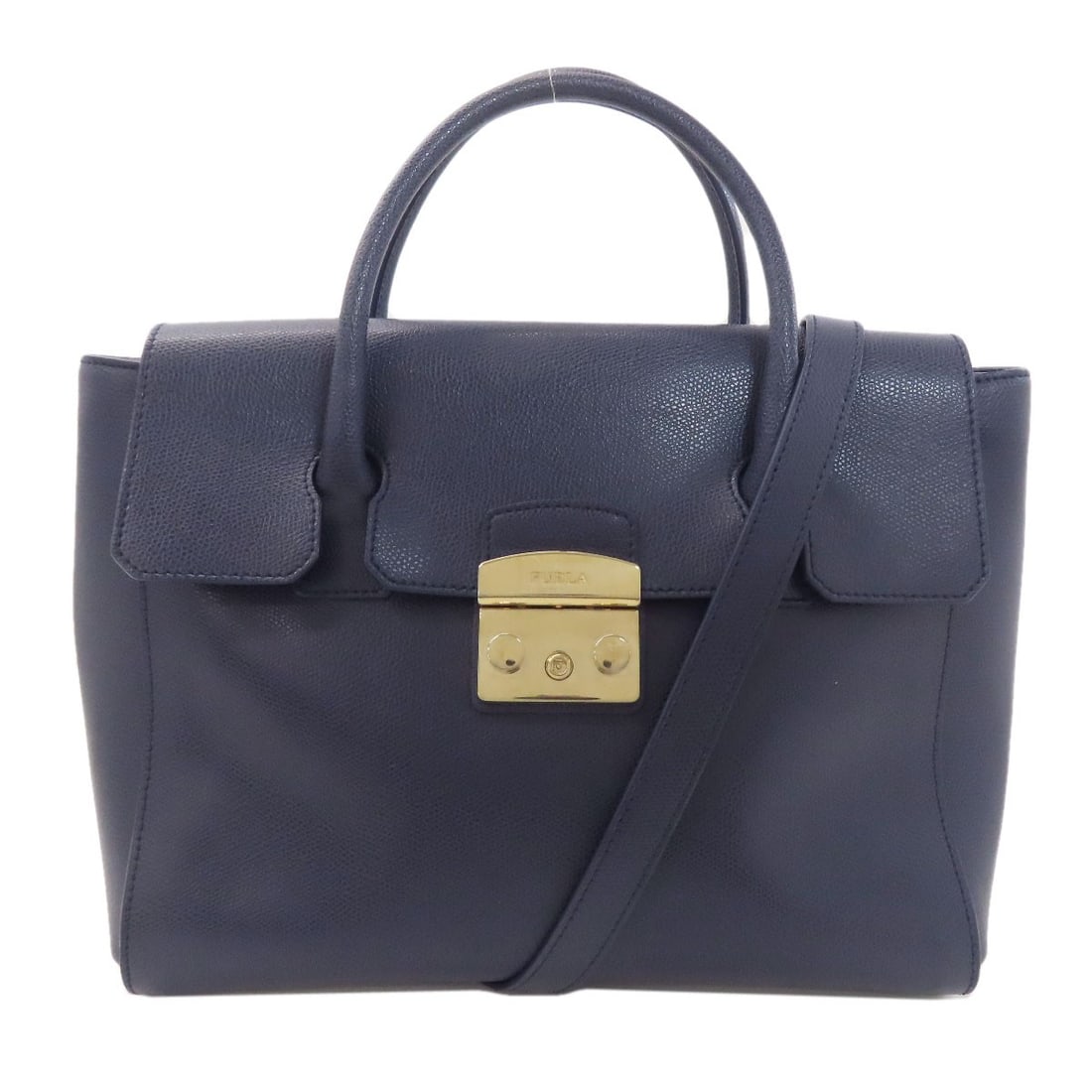 Furla 2Way PVC Handbag: Furla 2Way PVC Handbag Experience the ultimate in modern style with this sleek Furla 2Way PVC handbag, boasting a durable and water-resistant exterior made from high-quality PVC material. The navy