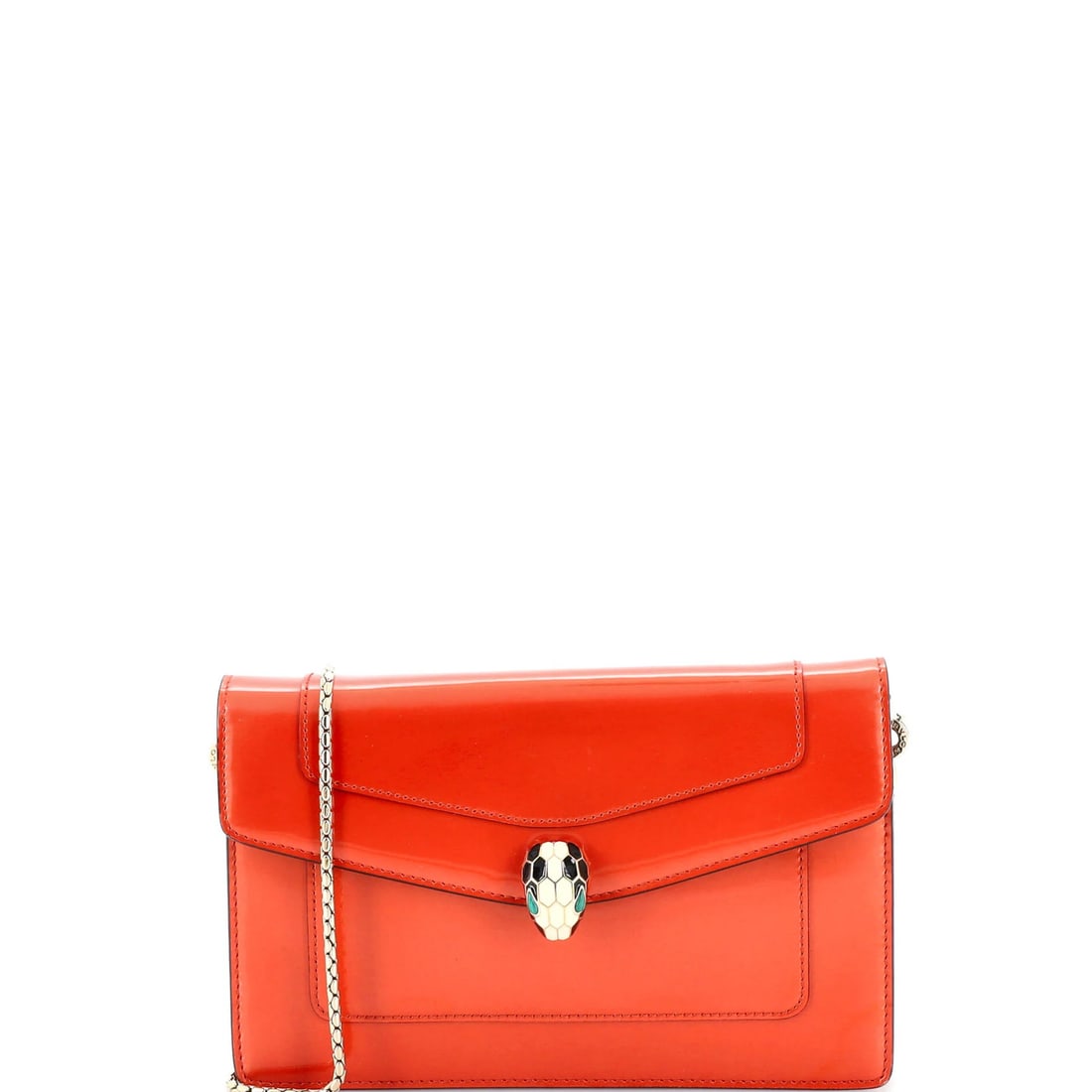 Bvlgari Serpenti Forever Wallet with Patent Chain: Bvlgari Serpenti Forever Wallet with Patent Chain The Bvlgari Serpenti Forever Wallet with Patent Chain is a stunning, one-of-a-kind accessory that combines sleek design with bold personality. This