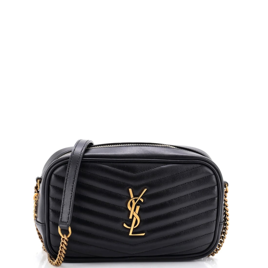 Saint Laurent Mini Matelasse Chevron Leather Camera Bag: Saint Laurent Mini Matelasse Chevron Leather Camera Bag Add a touch of sophisticated chic to your daily routine with the Saint Laurent Mini Matelasse Chevron Leather Camera Bag. This sleek, mini