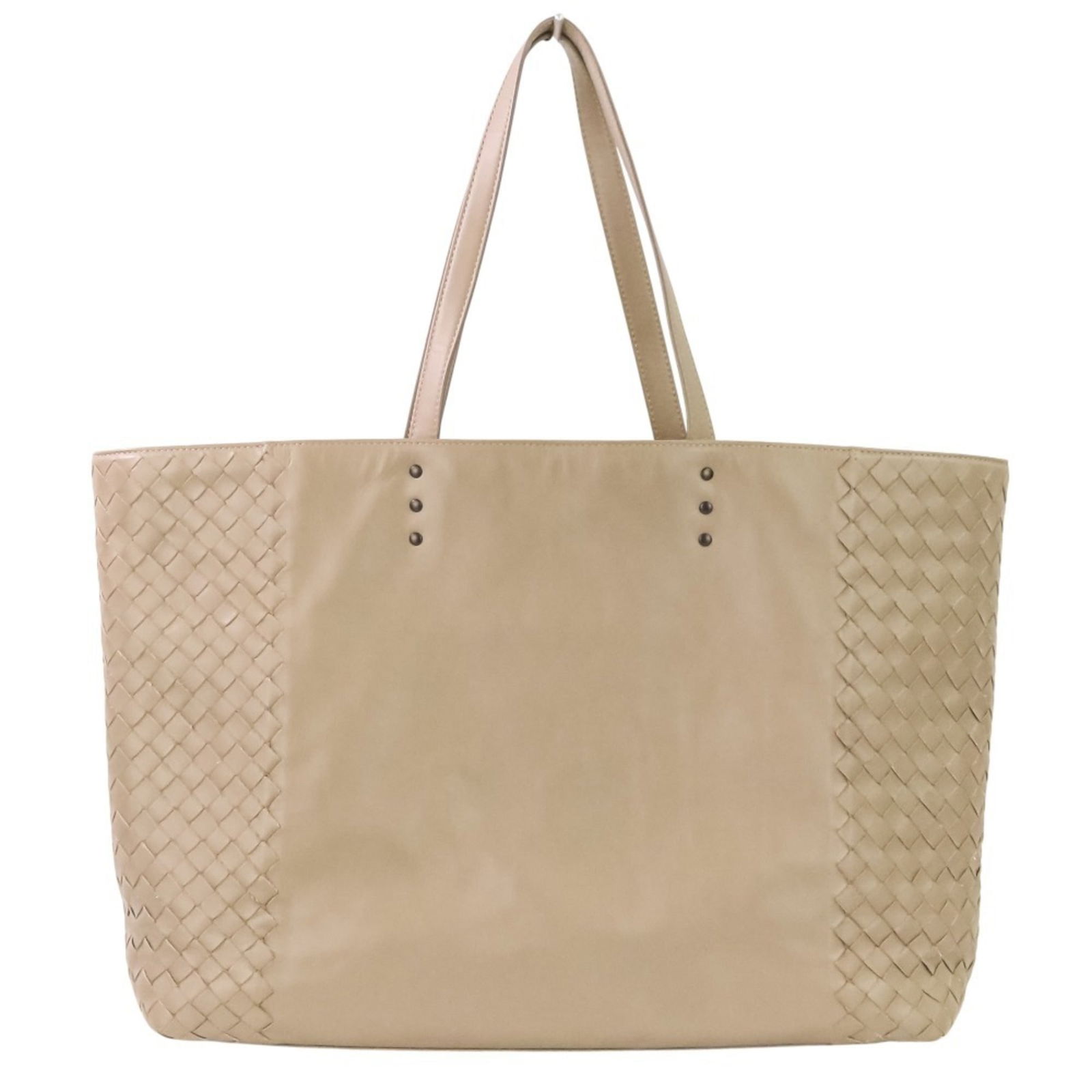 Bottega Veneta Leather Tote Bag: Bottega Veneta Leather Tote Bag A timeless Bottega Veneta tote in a versatile grayish hue, boasting sleek leather construction and clean lines that exude understated sophistication. With its classic