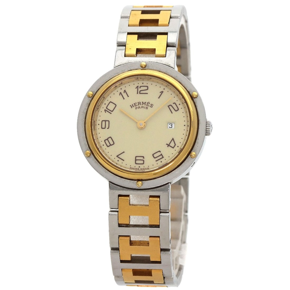 SSxGP HERMES Clipper Watches Stainless Steel/: SSxGP HERMES Clipper Watches Stainless Steel/ Experience the timeless elegance of the SSxGP HERMES Clipper Watches, boasting a stunning gold finish and sleek stainless steel design that exudes