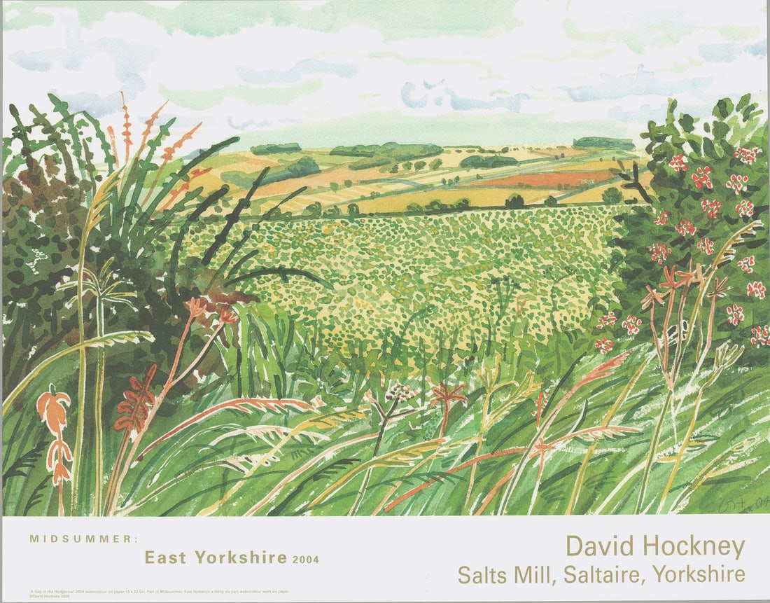 David Hockney Midsummer: East Yorkshire (17.75" x 22.5") 2020 Offset Lithograph: David Hockney Midsummer: East Yorkshire (17.75" x 22.5") 2020 Offset Lithograph Experience the vibrant colors and idyllic landscapes of David Hockney's 2020 Offset Lithograph, Midsummer: East