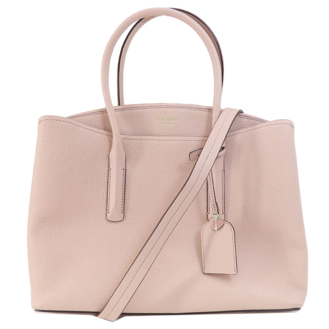 Leather kate spade Logo 2WAY Handbag: Leather kate spade Logo 2WAY Handbag Add a pop of femininity to your daily routine with this adorable pink leather kate spade 2WAY handbag, boasting the iconic brand logo and sleek 2-way design that