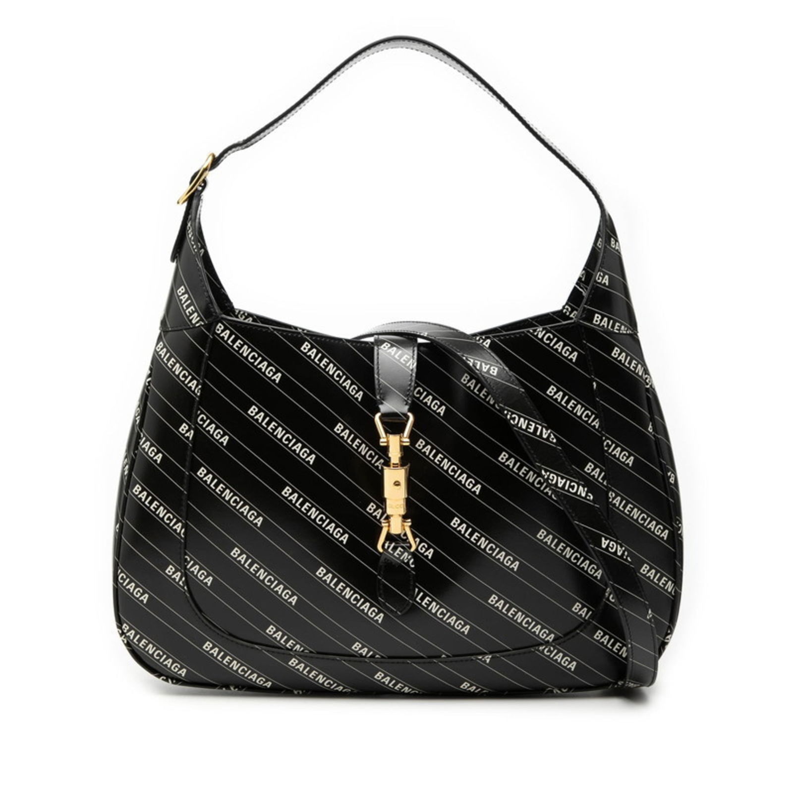 Gucci Leather Shoulder Bag: Gucci Leather Shoulder Bag A sleek and sophisticated Gucci leather shoulder bag in black, boasting a timeless design that exudes luxury and elegance. With its classic shape and premium leather