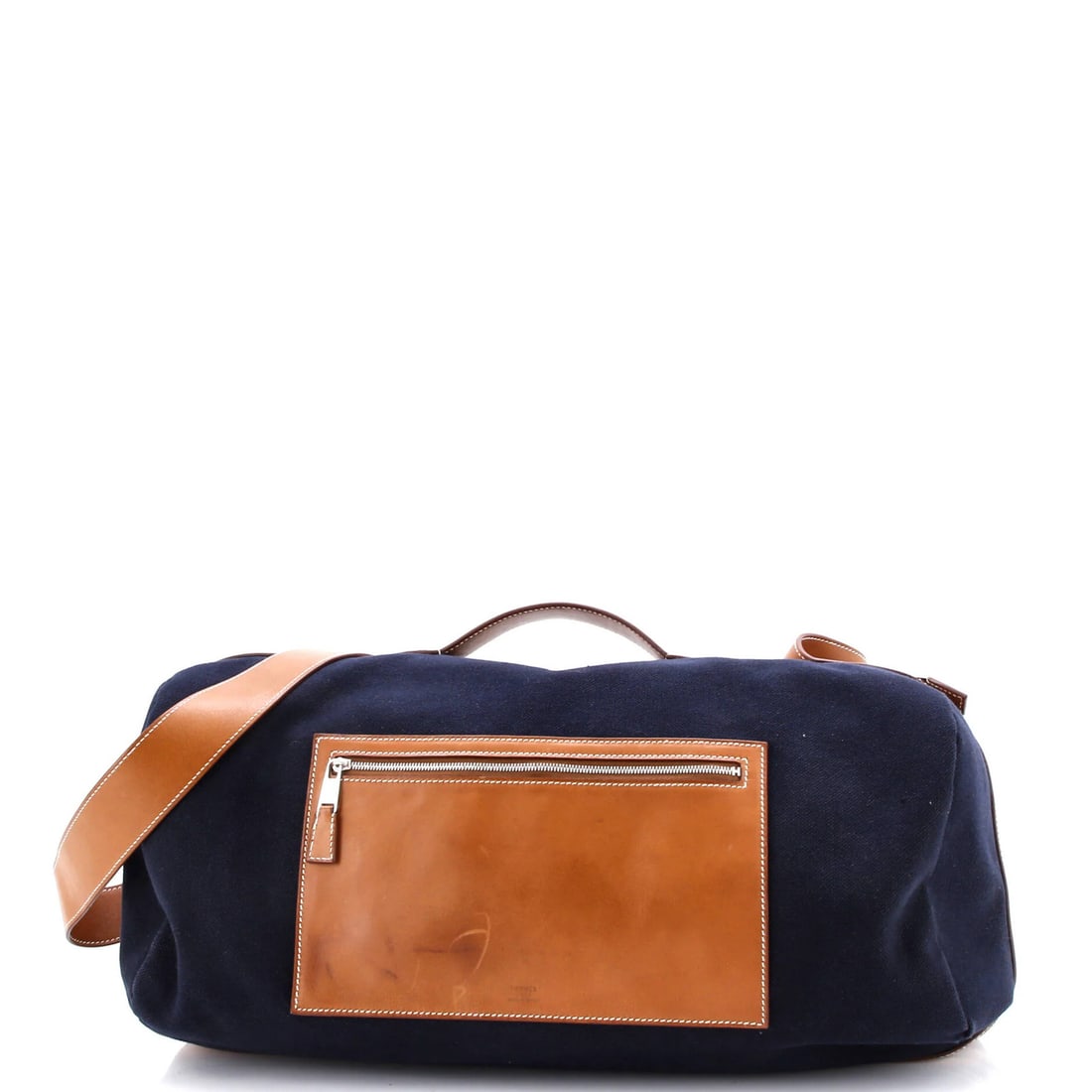 Hermes Odyssee Terre Canvas Duffle Bag in Leather: Hermes Odyssee Terre Canvas Duffle Bag in Leather A pre-owned Hermes Odyssee Terre Canvas Duffle Bag in Leather, boasting the iconic brand's signature style and exceptional craftsmanship. With its