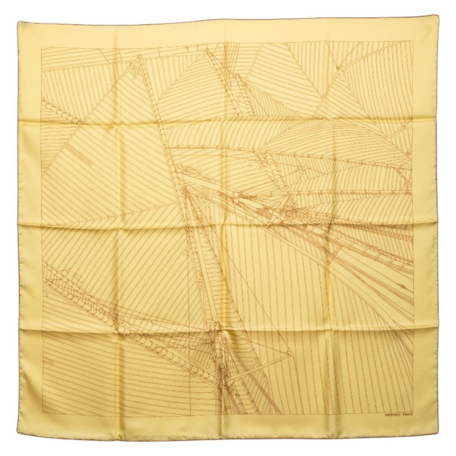 Hermes Silk Scarf: Hermes Silk Scarf A vibrant yellow silk scarf from the iconic French house of Herm?s, boasting its signature elegance and sophistication. With a classic 88cm x 88cm size, this scarf is perfect for