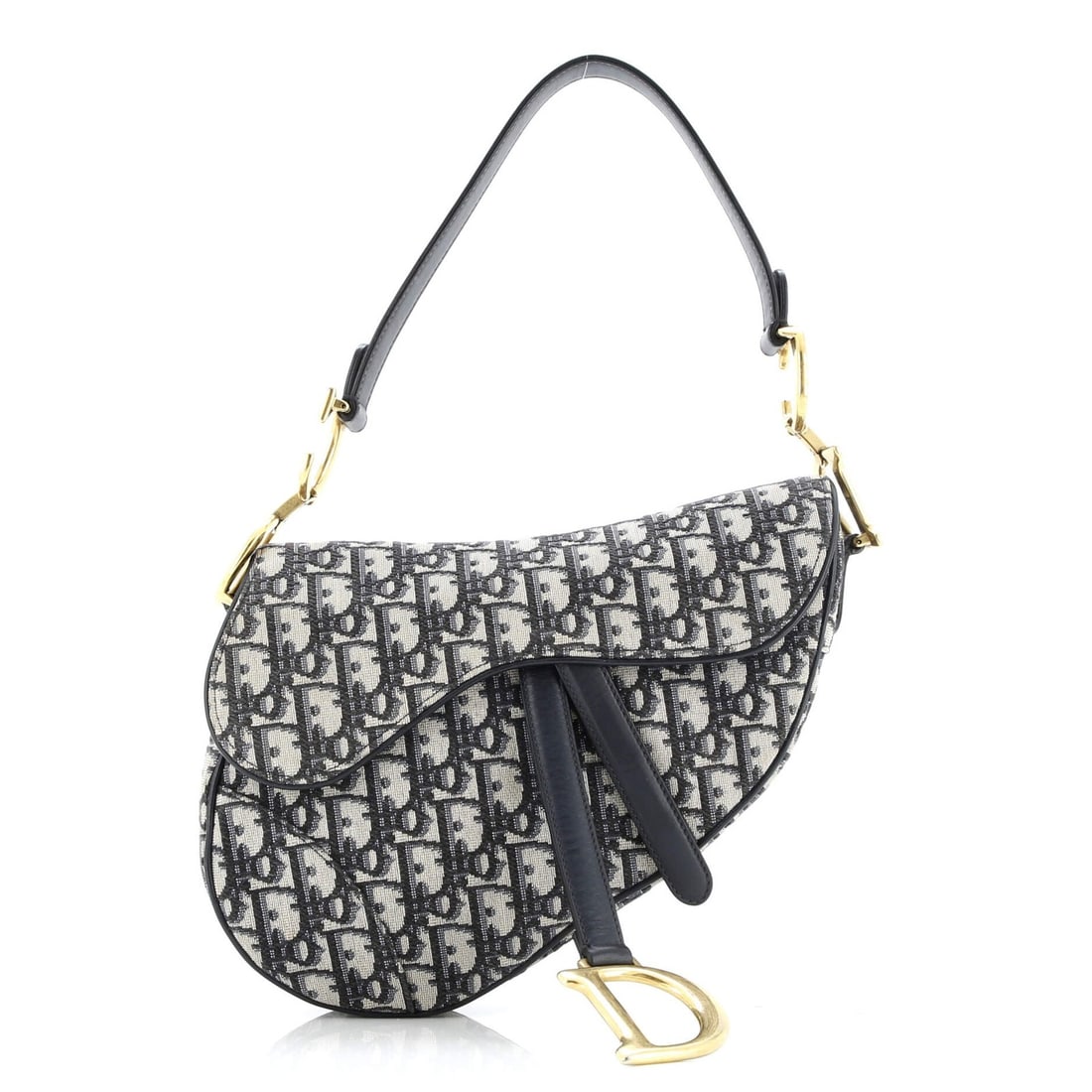 Christian Dior Saddle Handbag in Medium Oblique Canvas: Christian Dior Saddle Handbag in Medium Oblique Canvas Experience the timeless elegance of the Christian Dior Saddle Handbag, crafted from high-quality medium oblique canvas in a stunning blue hue. Wi