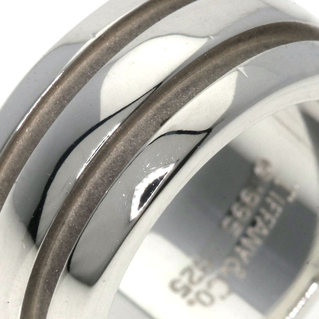 Silver TIFFANY&Co. Grooved Ring - 7