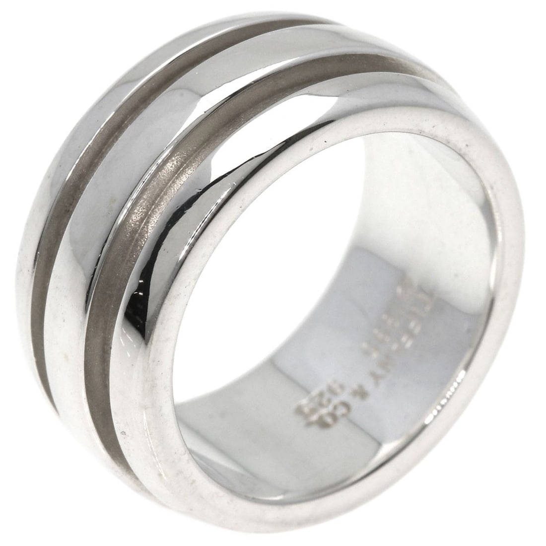 Silver TIFFANY&Co. Grooved Ring - 2