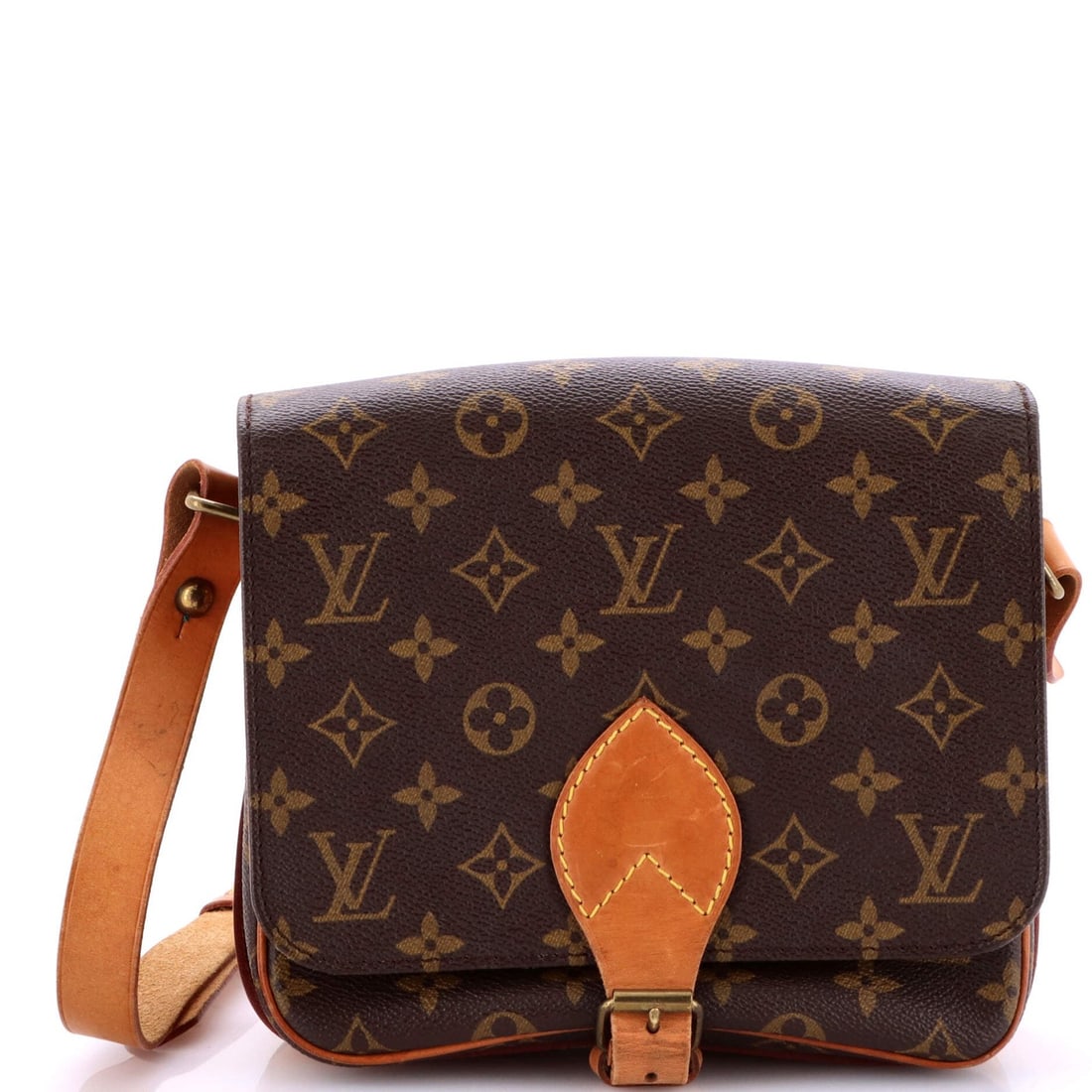 MM Louis Vuitton Cartouchiere Handbag Monogram Canvas: MM Louis Vuitton Cartouchiere Handbag Monogram Canvas A stunning Louis Vuitton Cartouchiere handbag in rich brown monogram canvas, boasting the iconic brand's signature style and craftsmanship. With