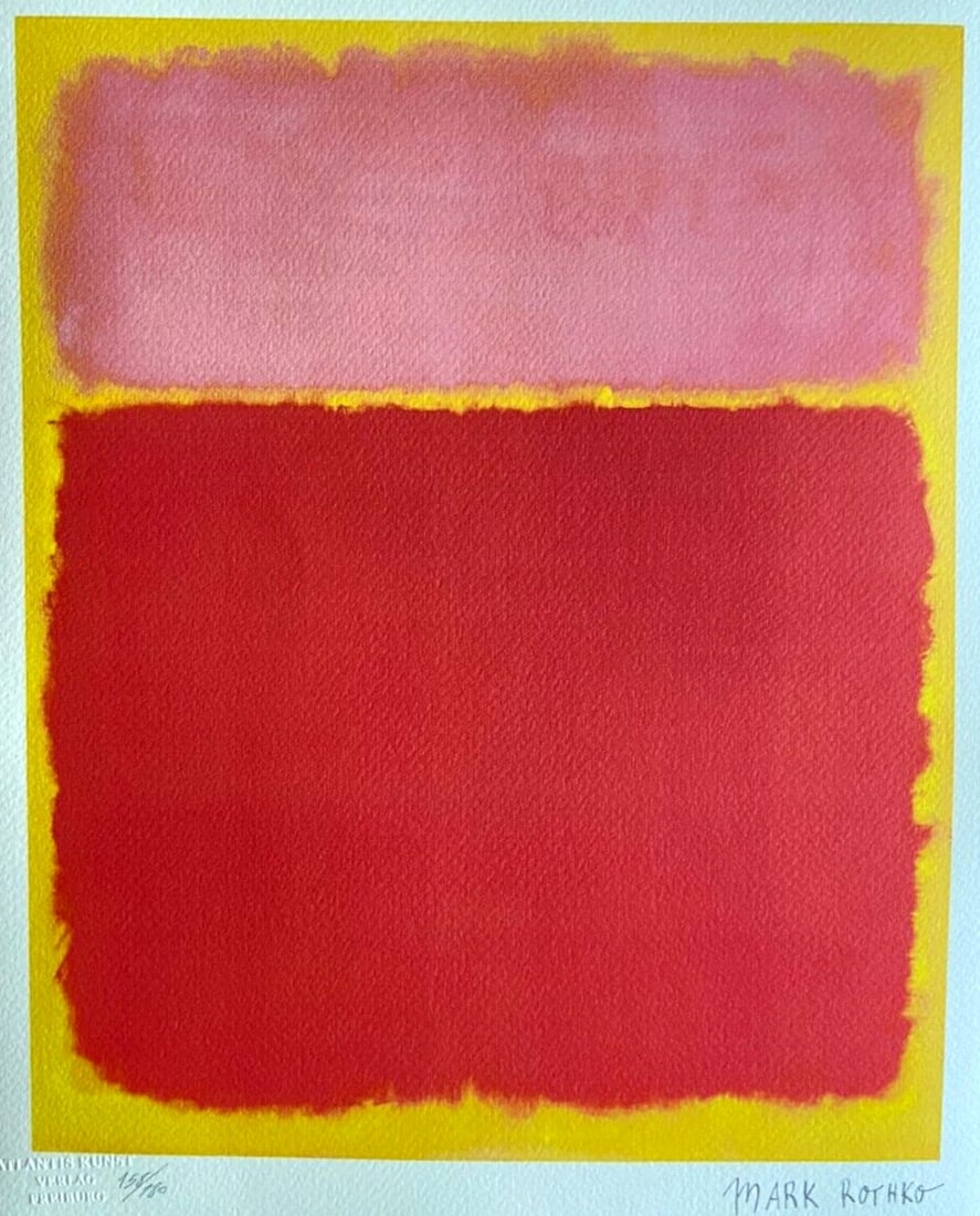 Collection Mark Rothko Lithograph Op Numbered Stamped: Collection Mark Rothko Lithograph Op Numbered Stamped Mark Rothko's bold and emotive style is captured in this rare 1978 lithograph, printed in limited edition of 180 specimens by Atlantis Verlag. The