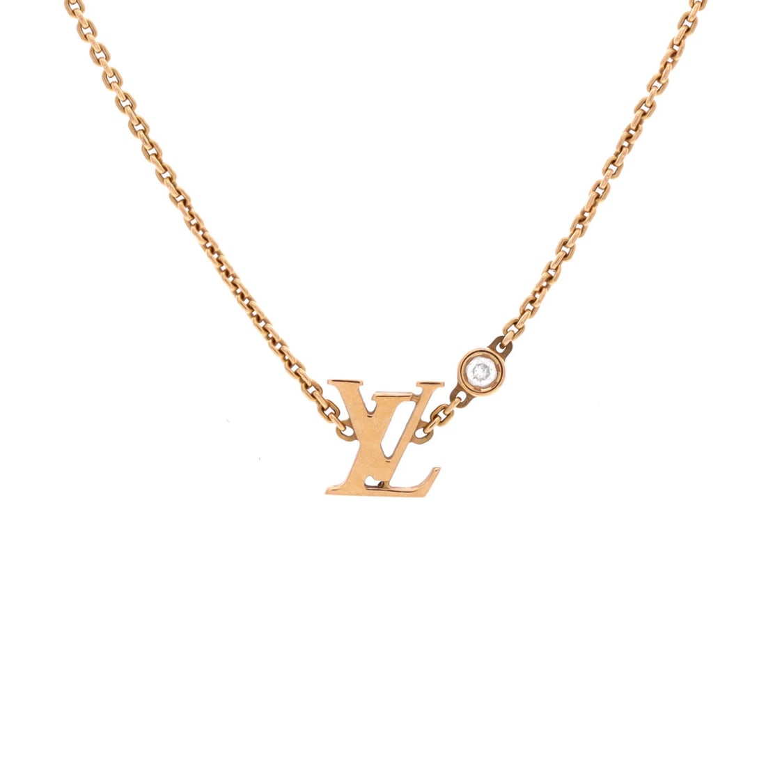 Louis Vuitton Idylle Blossom Pendant Necklace in 18k Rose Gold with Diamond: Louis Vuitton Idylle Blossom Pendant Necklace in 18k Rose Gold with Diamond Elevate your style with the iconic Louis Vuitton Idylle Blossom Pendant Necklace, set in 18k rose gold and adorned with a st